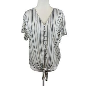 Sim & Sam Womens Tie Waist Striped Blouse‎ Sz XL | Coastal Grandma Lightweight